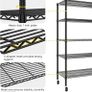 Heavy Duty Garage Shelving Unit - 182.9x91.3x45.7 cm - Adjustable Wire Shelving Unit Storage Shelves with Wheels, 5 Tier, Black Image 6