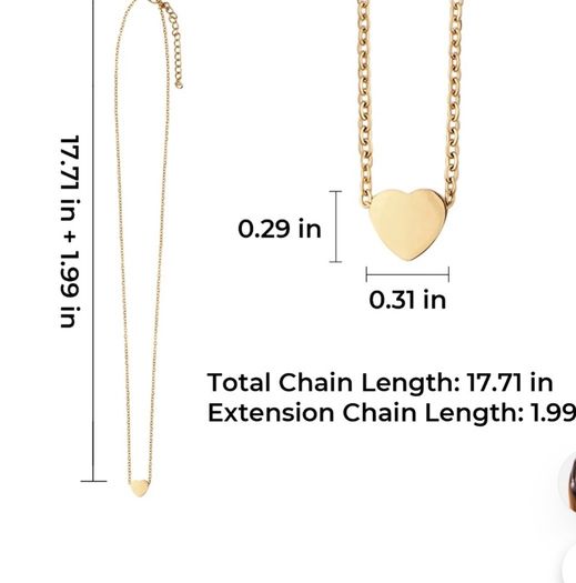 Gold Stainless Steel Heart Necklace