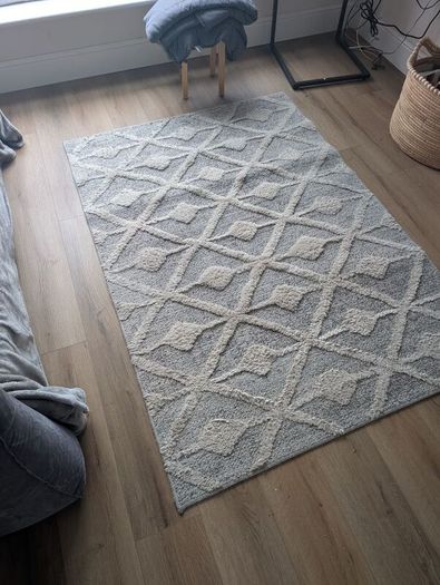 Scandi Grey Cream Tufted Hi Low Pile Rug Kukoon
