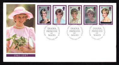 1998 Great Britain The Death of Princess Diana 1961-1997 Commemorative Stamps Royal Mail Addressed First Day Cover (FDC).