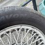 4 complete mgb wire wheel spokes white coating + AvonZT7 Tyres and 4 original chrome spinners Image 6
