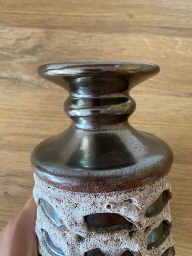 Mid century Strehla Keramik fat lava vase