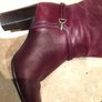 Burgundy Leather knee High Heeled Boots Image 3