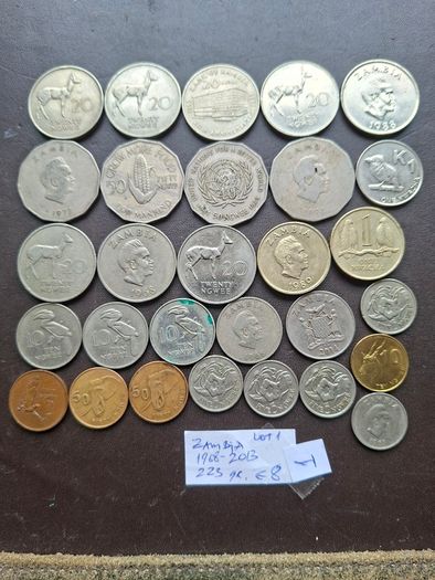 A Lot of 220+ grams of coins from Zambia (1968-2013)