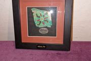 Hand painted Aboriginal Symbol of Health on slate framed