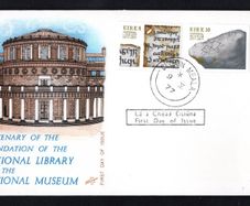 1977 Ireland Centenary of the Founding of the National Library and of The National Museum Commemorative Stamps Illustrated Hibernian First Day Cover (FDC) with Cluain Meala (Clonmel) Steele Cancel