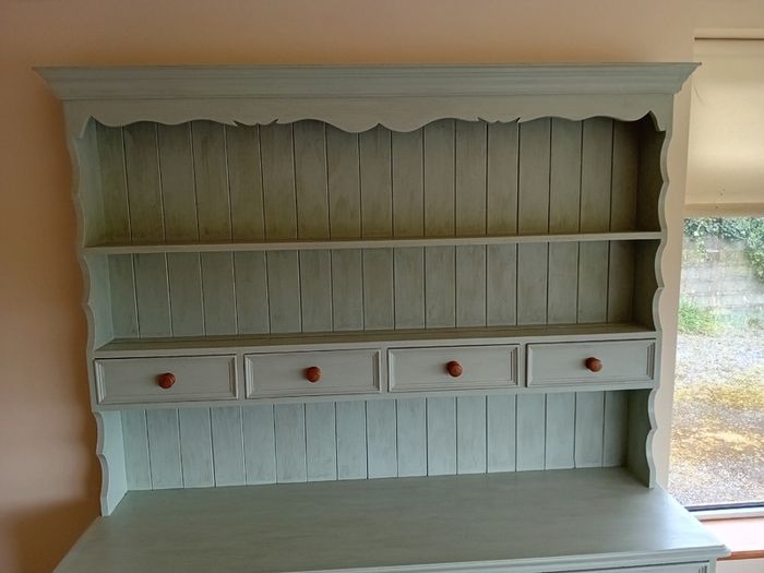 Large 5ft Sage Green Vintage solid Pine Dresser.