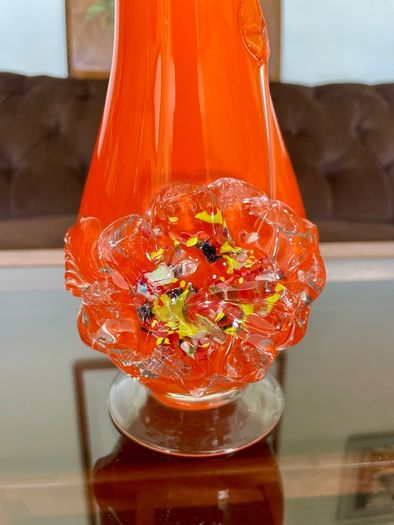 Vintage Orange Studio Glass Statement Vase