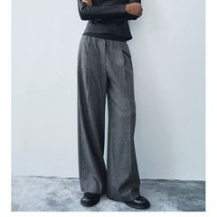 ZARA ZW Collection Contrast waist Trousers wool