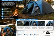 3 Person Dome Camping Tent Waterproof 5000mm with Porch Darkened Sleeping Cabin