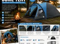 main image for ad 3 Person Dome Camping Tent Waterproof 5000mm with Porch Darkened Sleeping Cabin