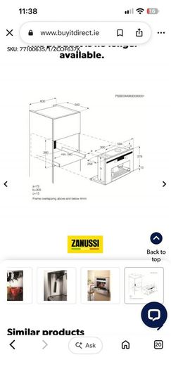 Zanussi built in coffee machine