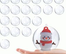 MULTIPLE SIZES AVAILABLE 20 Pcs Christmas Decorations Clear Baubles to Fill,4cm Polycrylic Baubles for Craft,Personalised Photo Baubles for Christmas Tree Decorations,Memorial Christmas Ornaments Fillable Letters Baubles