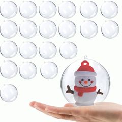 MULTIPLE SIZES AVAILABLE 20 Pcs Christmas Decorations Clear Baubles to Fill,4cm Polycrylic Baubles for Craft,Personalised Photo Baubles for Christmas Tree Decorations,Memorial Christmas Ornaments Fillable Letters Baubles