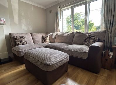 Large Corner Sofa with Matching Footstool