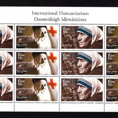 2010 Ireland International Humanitarians Mother Teresa & Henry Dunant Commemorative Stamps Sheetlet Plate 1A1A1A1A Mint Never Hinged (MNH)