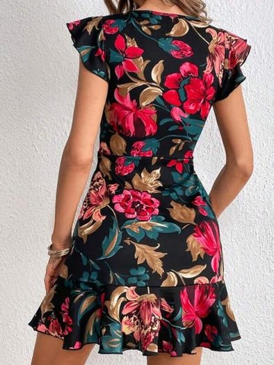 Sexy black floral dress for crossdresser and ladies