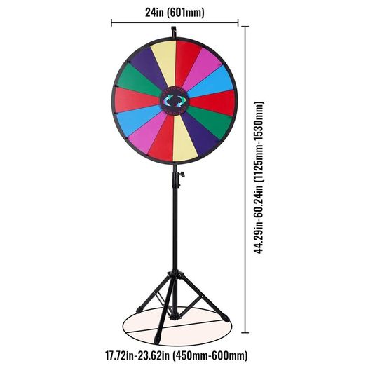 61 cm Color Prize Wheel Tripod Floor Stand Color Prize Wheel 14 Slots Dry Ease Fortune Spinner Fortune Spinning Game
