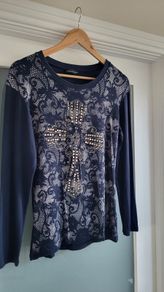PP style navy embellished jumper Sz 10uk