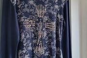 PP style navy embellished jumper Sz 10uk