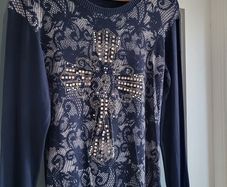 PP style navy embellished jumper Sz 10uk