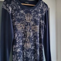 PP style navy embellished jumper Sz 10uk
