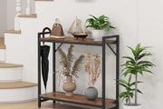 Narrow Console Table, Small Entryway Table with 2 Support Bar, Thin Sofa Tables, Small Couch Table, Side Tables for Living Room, Hallway, Bedroom, Rustic Brown