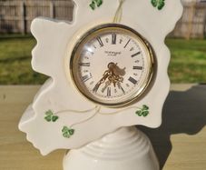 Donegal Parian China, an Irish mantel clock in the shape of a map of Ireland