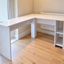 White Corner Desk L-Table with Shelves 140x123CM Image 3