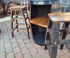 Oak barrel furniture for garden patio bar mancave pub