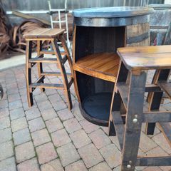 Oak barrel furniture for garden patio bar mancave pub