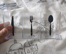 Clear Acrylic Cutlery Holder / Desk Storage Organizer (3 Compartments)