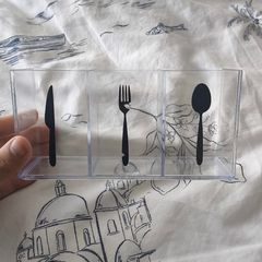 Clear Acrylic Cutlery Holder / Desk Storage Organizer (3 Compartments)