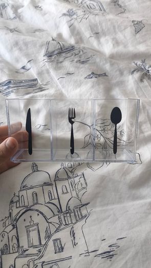 Clear Acrylic Cutlery Holder / Desk Storage Organizer (3 Compartments)