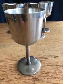 New Vintage Stainless Steel Wine Goblets