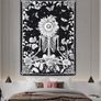 Skull Flower Tapestry Meditation Skeleton Tapestries Floral Vine Starry Night Sky Butterflies Tarot Wall Hanging for Room Decor (MULTIPLE SIZES) Image 2
