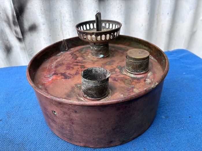 Antique double burner oil lamp