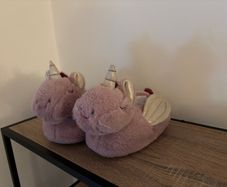 Fluffy Pink Unicorn Slippers Very Good Condition