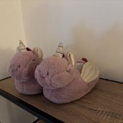 Fluffy Pink Unicorn Slippers Very Good Condition