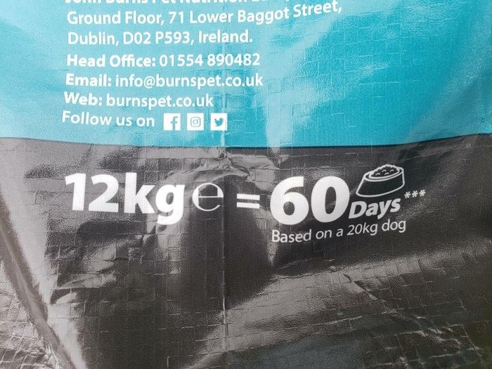 Burns Chicken & Rice 12kg Dry Dog Food (unopened)