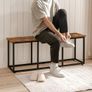 120 cm long bench for dining room, kitchen bench, industrial shoe bench, bed bench, entryway bench, for dining room, entrance area, bedroom, rustic brown and black Image 7