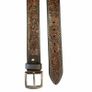 Premium Genuine Leather Belt Dual Tone Vintage Embossed Design with Antique Metal Buckle Image 3