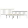 Bed Frame without Mattress White Solid Pinewood 140x200 cm Image 2