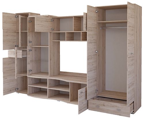 Classic design wall unit set Grenada .TV stand wardrobe ,drawers and glassy unit .