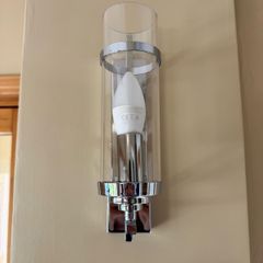 Chrome & Glass Wall Light Modern Sconce 29cm