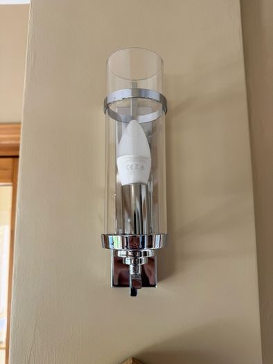 Chrome & Glass Wall Light Modern Sconce 29cm