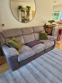 DFS 3-seater couch-power recliner+armchair +footstool