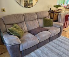 DFS 3-seater couch-power recliner+armchair +footstool