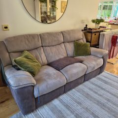 DFS 3-seater couch-power recliner+armchair +footstool