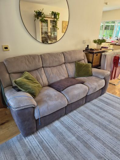 DFS 3-seater couch-power recliner+armchair +footstool